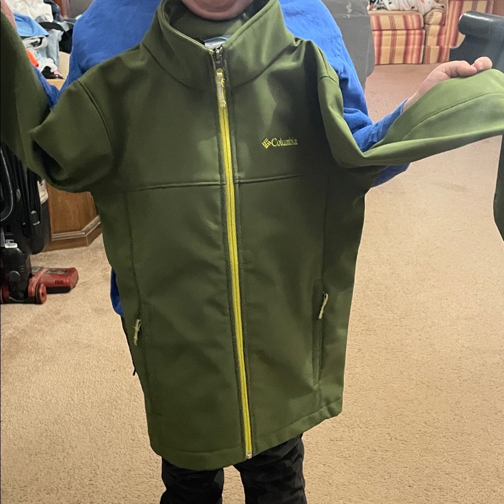 Columbia Olive Jacket with Bright Yellow Accents